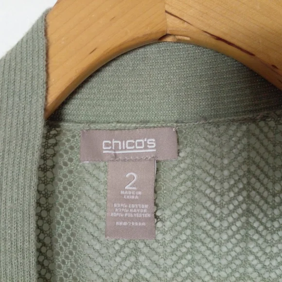 Chico's Women's Long Sleeve Mesh Cardigan Sweater Size 2 - Picture 3 of 7